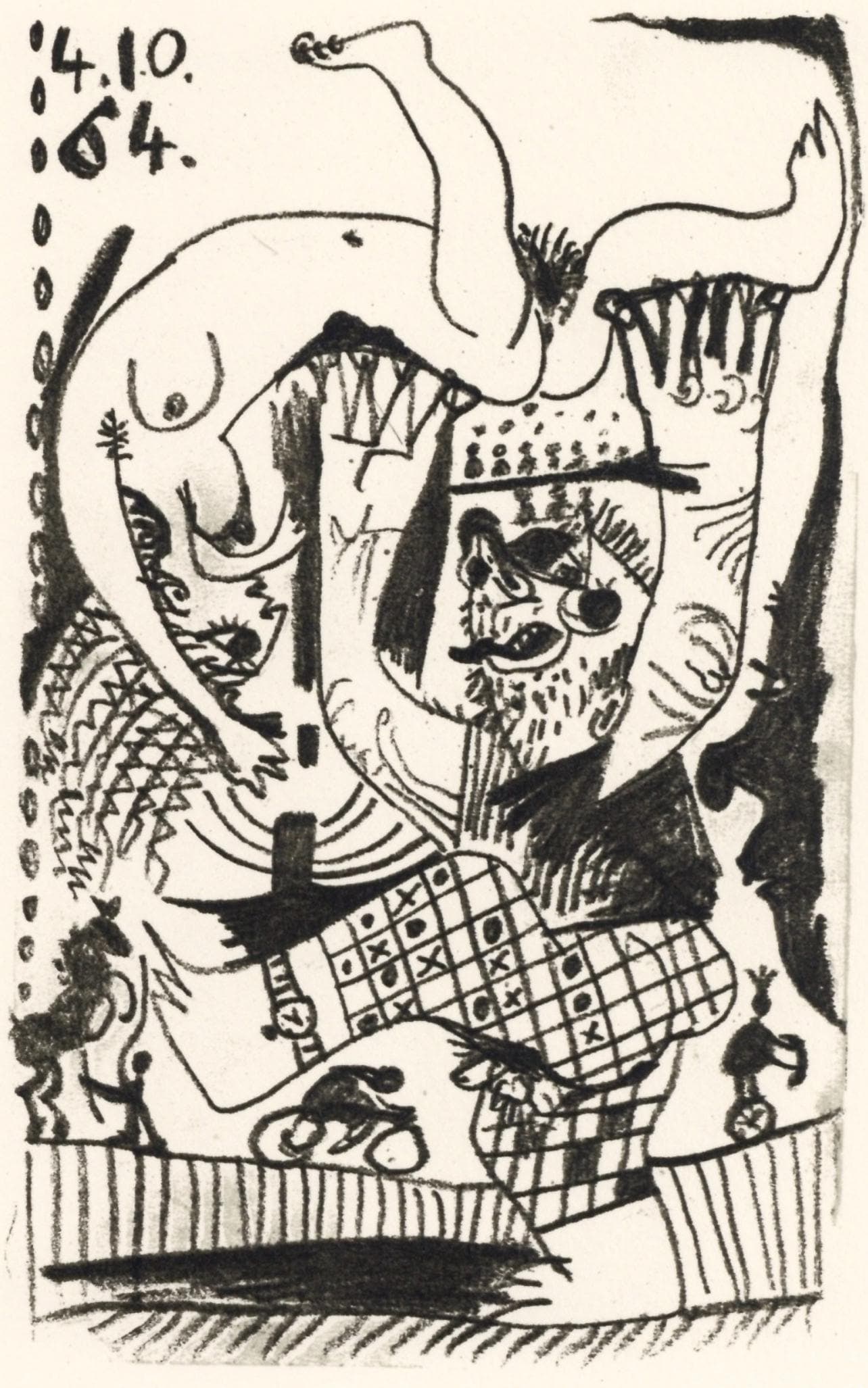 Pablo Picasso, 4.10.64. (Cramer 148), Le Gout du Bonheur, Limited Edition Mixed Media Lithograph (1 of 4)