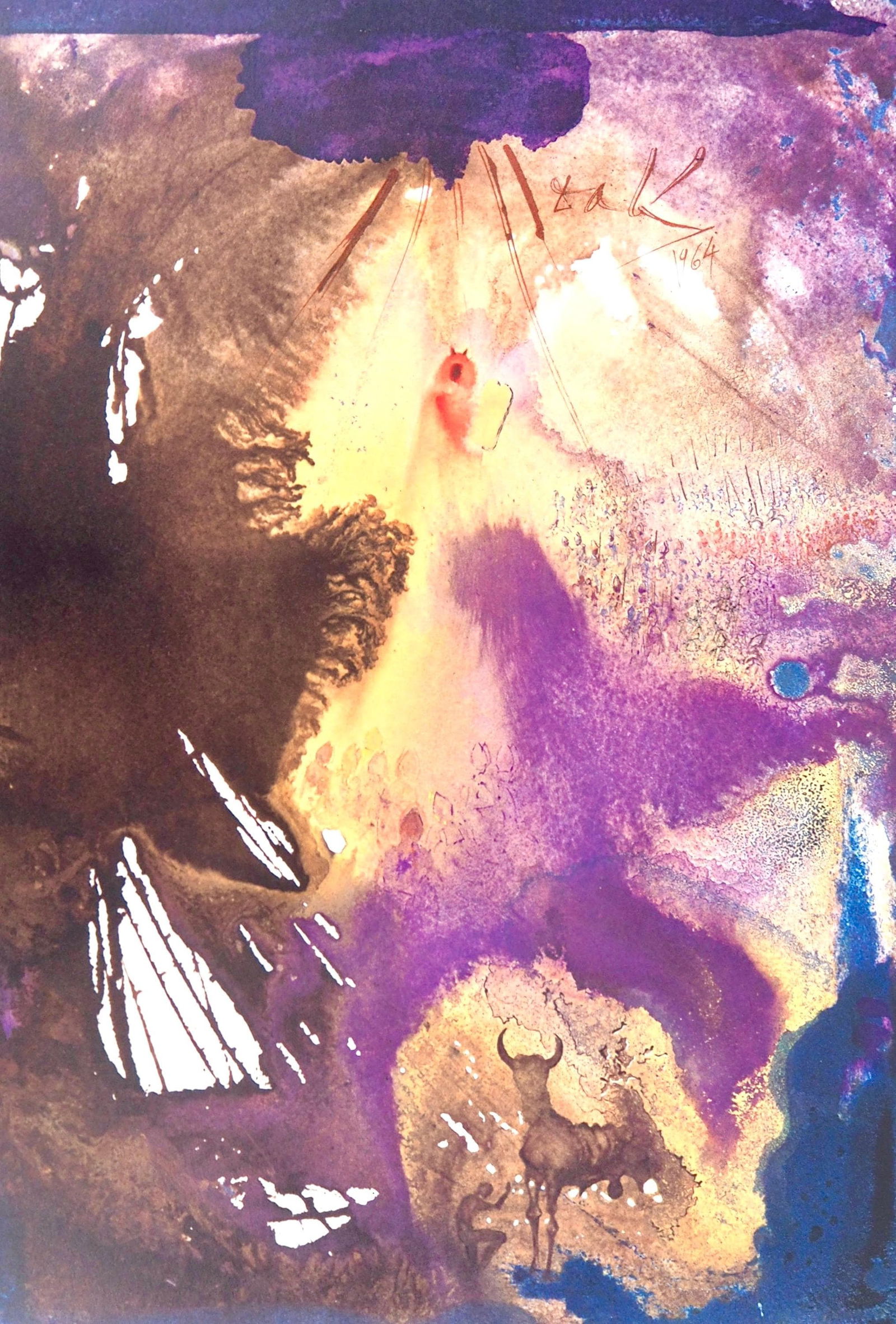 Salvador Dali, Composition (Michler/Lopsinger 1600; Field 69-3), Biblia Sacra, Limited Edition: Lithograph in colors on velin Fabriano charta ex meris pannis "ab alveo" manu fabricata, perlucidis figuris intexta paper. Paper size: 19 x 13.75 inches. Inscription: Signed in the plate and unnumbere