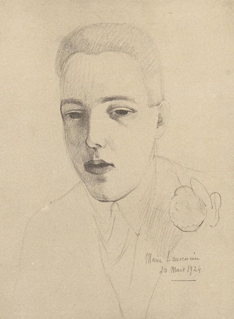 Marie Laurencin, Composition, Les Biches, Limited Edition Lithograph: Lithograph and stencil on papier velin des Manufactures d'Arches paper. Unsigned and unnumbered, as issued. Paper size: 11 x 8.875 inches. Excellent condition. Notes: From the volume, Les Biches, 1924