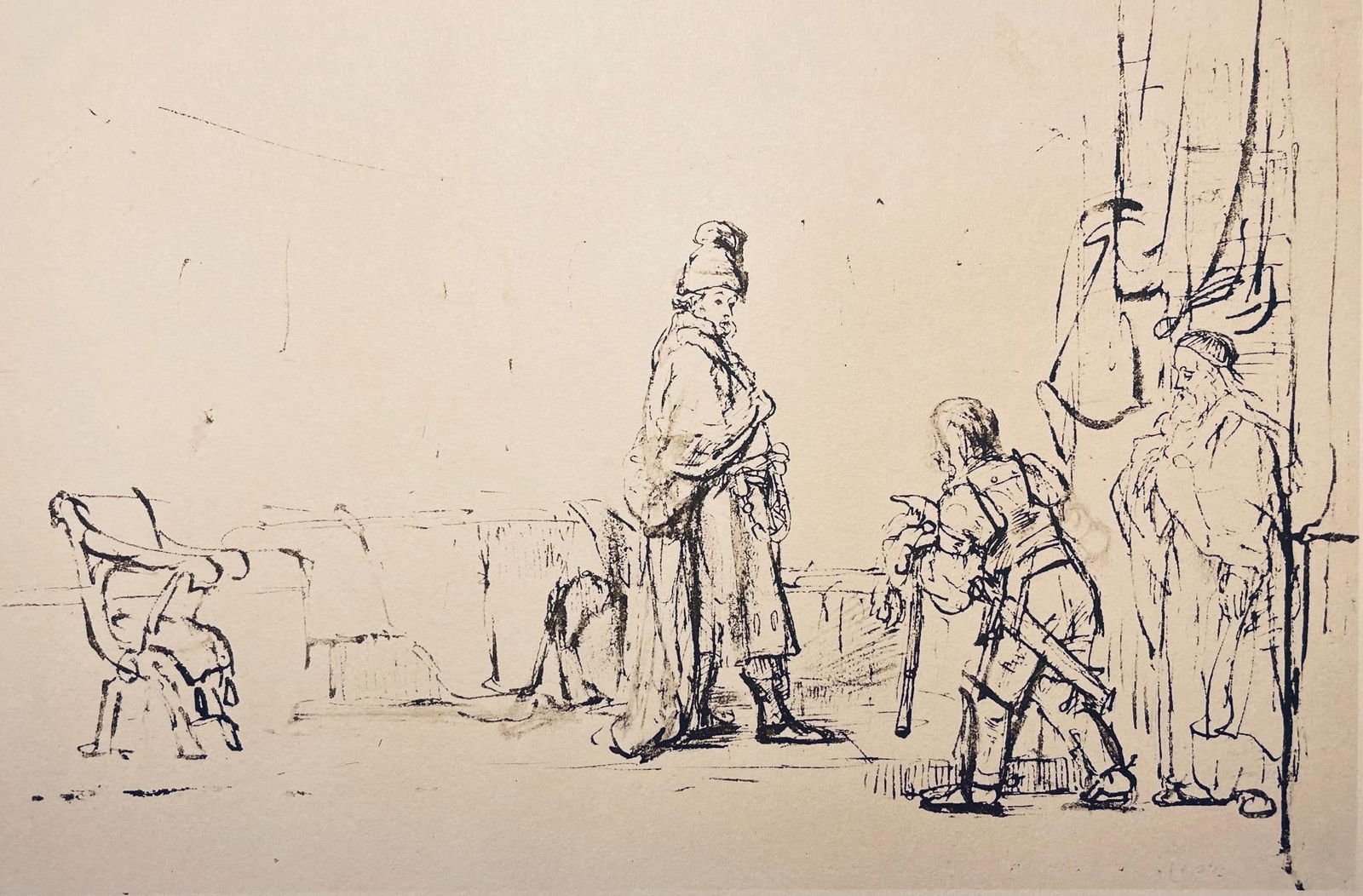 Rembrandt van Rijn, David Visited by the Prophet Nathan, Limited Edition Collotype: Collotype on Hamilton Kilmory paper. Unsigned and unnumbered, as issued. Paper Size: 9.5 x 12.5 inches. Excellent condition. Notes: From the folio, Rembrandt, Drawings from the Bible, Thirty-two Collo