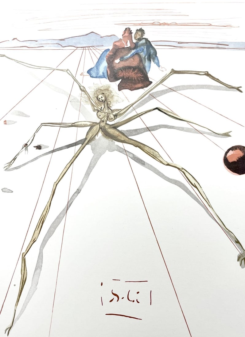 Salvador Dali, Fegefeuer XVII (Michler/Lopsinger 1039-1138; Field 189-200), Die Gottliche Komodie,: Woodcut in colors on velin de Rives BFK paper, mounted on velin d'Arches support, as issued. Paper size: 13 x 10.375 inches. Inscription: Signed in the block, and unnumbered, as issued. Catalogue rais