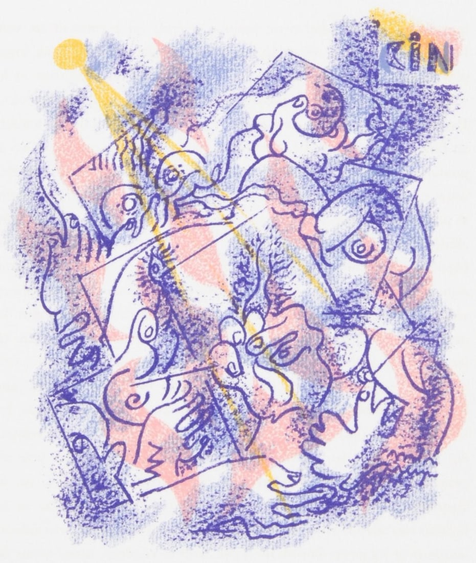 Andre Masson, Composition (Cramer 97), Une Etoile de Craie, Limited Edition Lithograph: Lithograph on velin d'Arches paper. Paper size: 14 x 10.875 inches. Excellent condition. Inscription: unsigned and unnumbered, as issued. Notes: From the folio, Une Etoile de Craie, seize lithographie