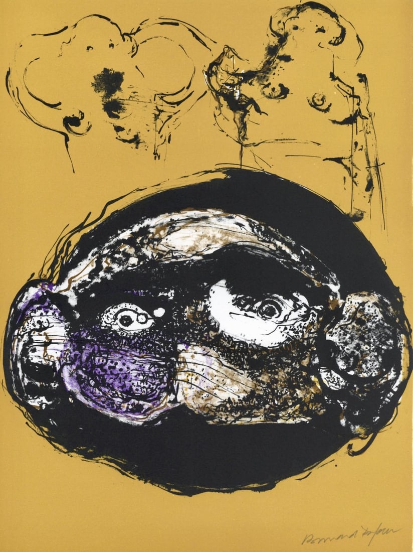 Bernard Dufour, Composition, Variations sur l'imaginaire, Limited Edition Lithograph: Lithograph on velin de Rives paper. Paper size: 14.5 x 10.75 inches. Excellent condition. Inscription: hand signed and unnumbered, as issued. Notes: From the folio, Variations sur l'imaginaire, 1972.