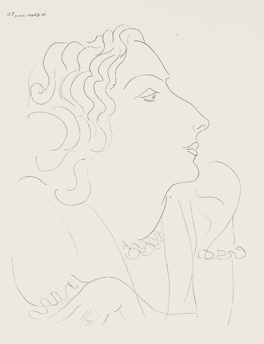 Henri Matisse, Serie O, var. 3 (Duthuit 9), Henri Matisse, Dessins, Themes et variations, Limited: Lithograph on velin pur fil paper. Paper Size: 12.875 x 9.625 inches. Excellent condition. Inscription: Signed in the plate and unnumbered, as issued. Notes: From the folio, Henri Matisse, Dessins, Th