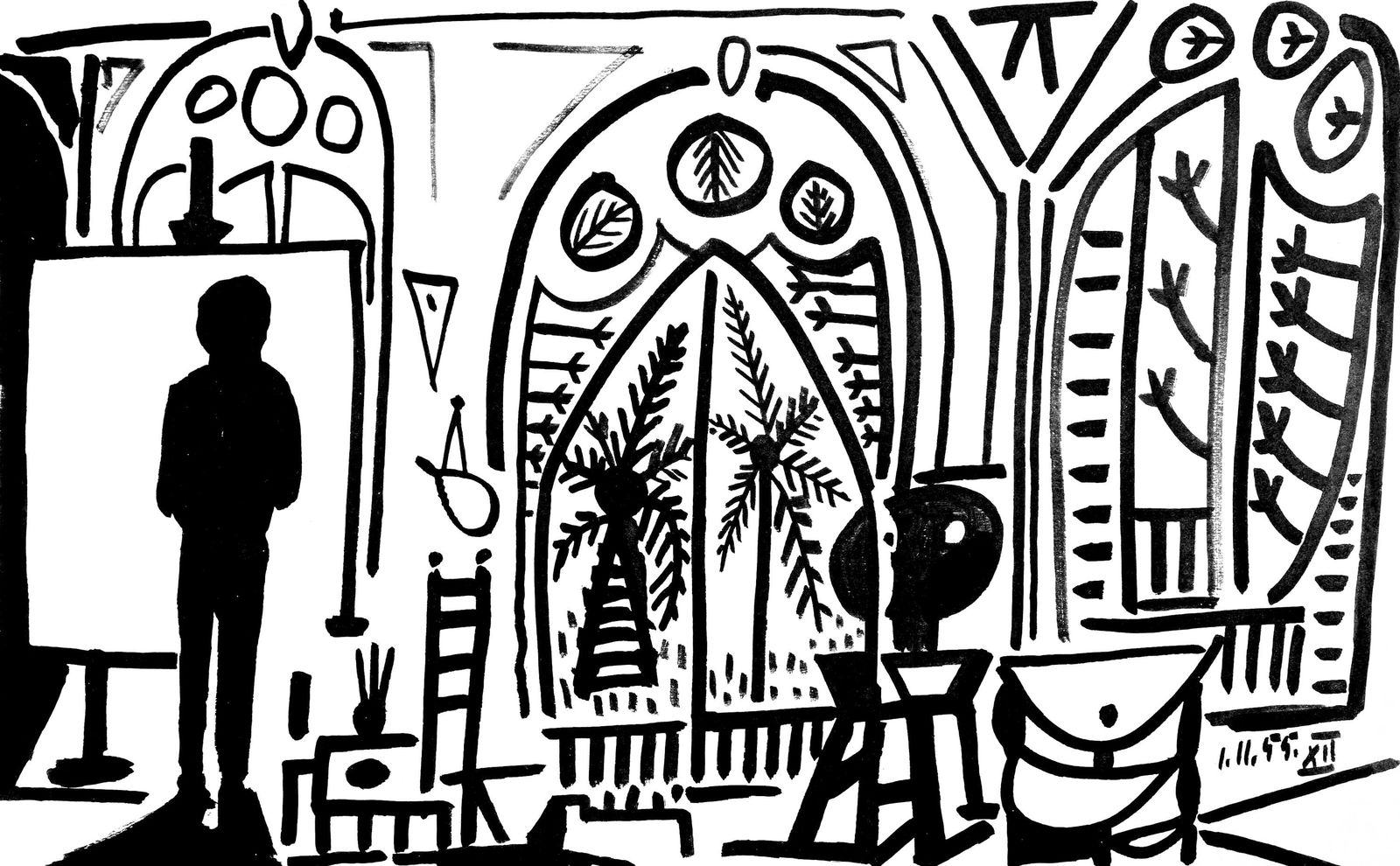 Pablo Picasso, Composition (Cramer 101), Carnet de la Californie, Limited Edition Collotype: Collotype on velin d'Arches paper. Paper size: 10.375 x 16.5 inches. Inscription: Unsigned and unnumbered, as issued. Catalogue raisonne reference: Goeppert, Sebastian, et al. Pablo Picasso, the Illus