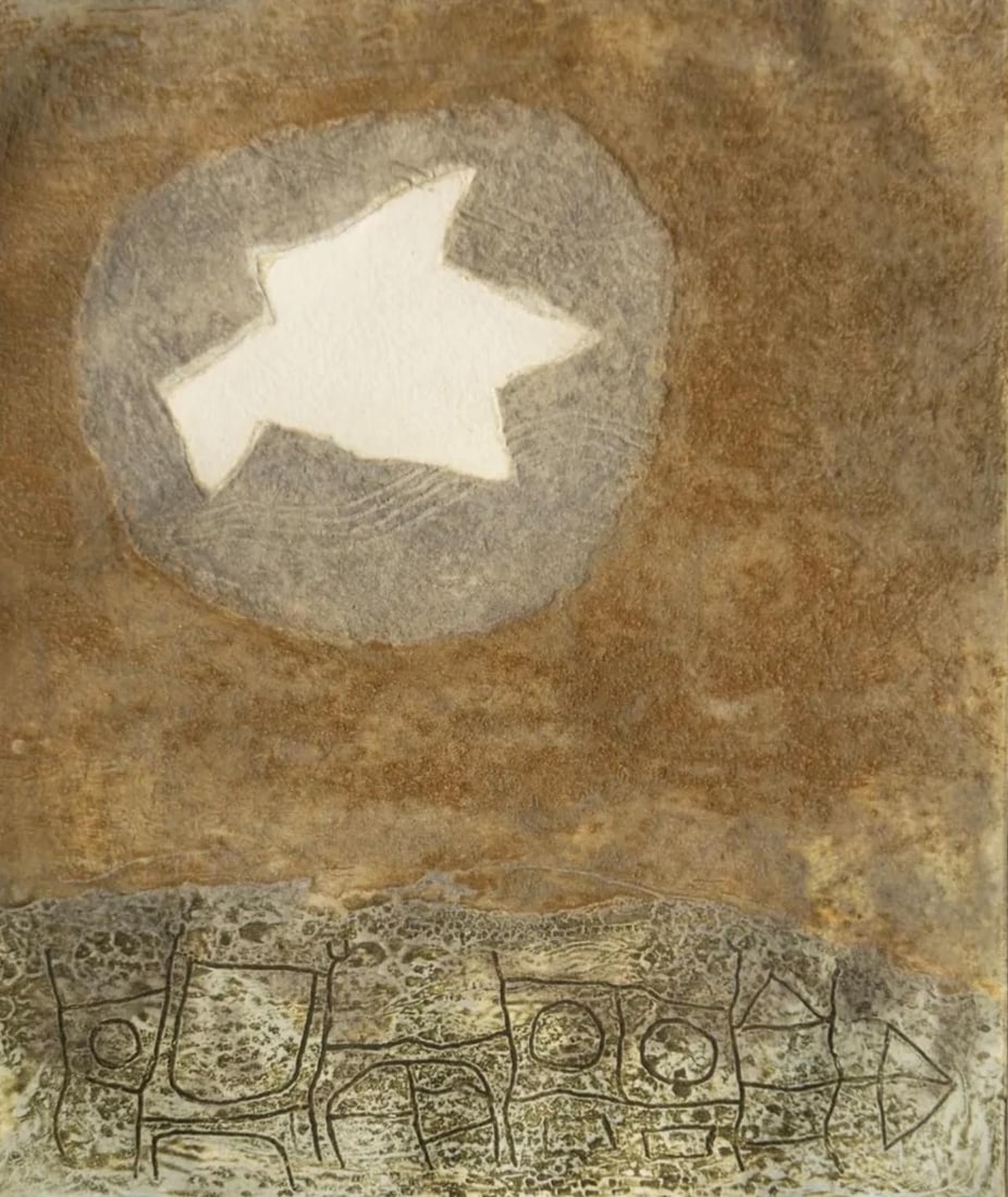 James Coignard, Composition, L'amour du plus lointain, Limited Edition Engraving: Engraving on velin papier a la cuve du Moulin Richard de Bas paper. Paper size: 15.55 x 11.22 inches. Excellent condition. Unsigned and unnumbered, as issued. Notes: From the folio, L'amour du plus lo