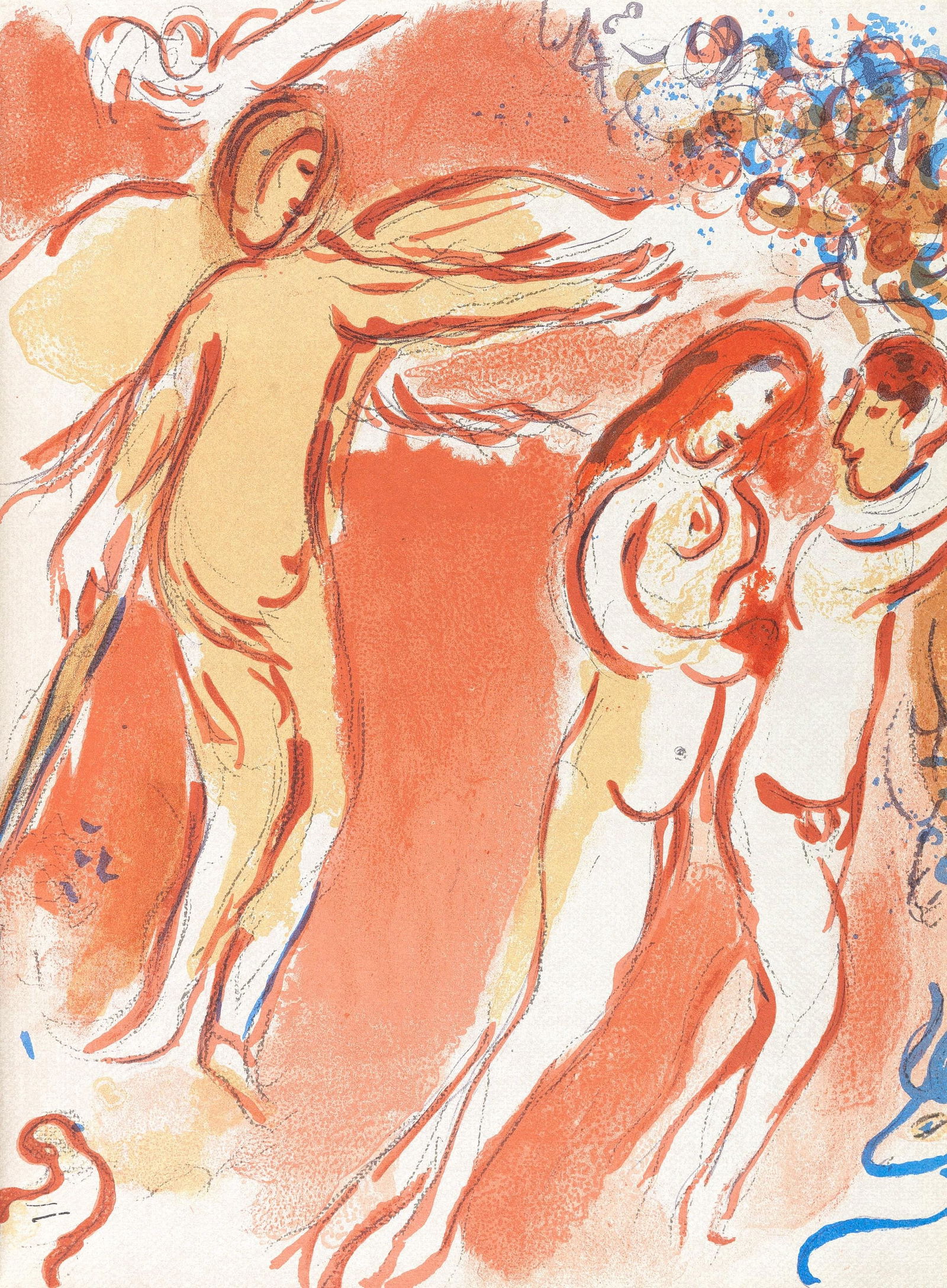 Marc Chagall, Adam et Eve chasses du Paradis (Mourlot 117-46; Cramer 25), Dessins Pour La Bible, (1 of 4)