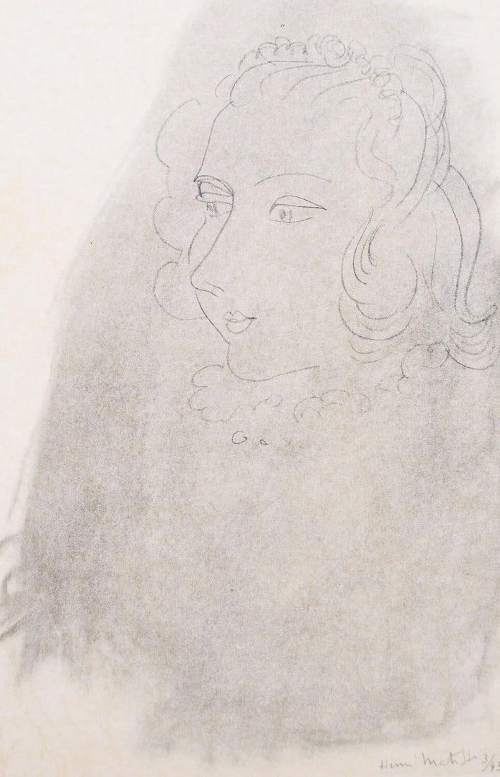 Henri Matisse, Princesse Hamide S., Portraits par Henri Matisse, Limited Edition Heliogravure: Heliogravure on velin paper, mounted on velin paper backing sheet, as issued. Paper Size: 12 x 9.25 inches; image size: 9.45 x 6.3 inches. Inscription: Signed in the plate and unnumbered, as issued. C