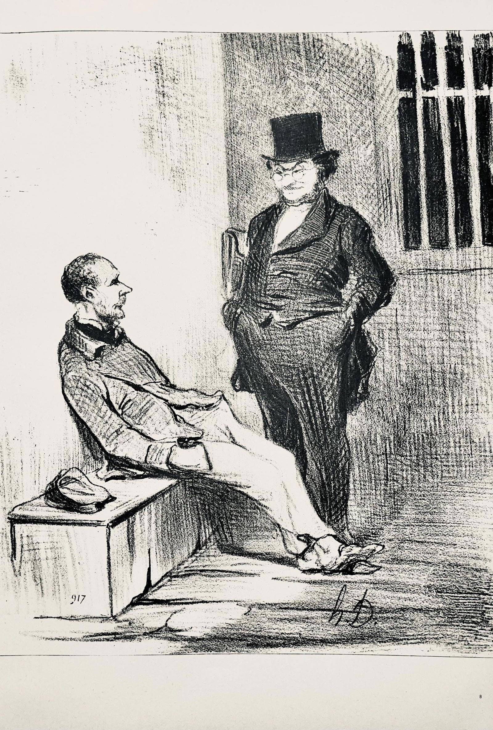 Honore Daumier, Composition, Honore Daumier, Law and Justice, Limited Edition Lithograph: Lithograph on velin paper. Inscription: Unsigned and unnumbered. Paper Size: 14 x 10 inches. Excellent condition. Notes: From the folio, Honore Daumier, Law and Justice, Twenty-Four Lithographs, 1944.