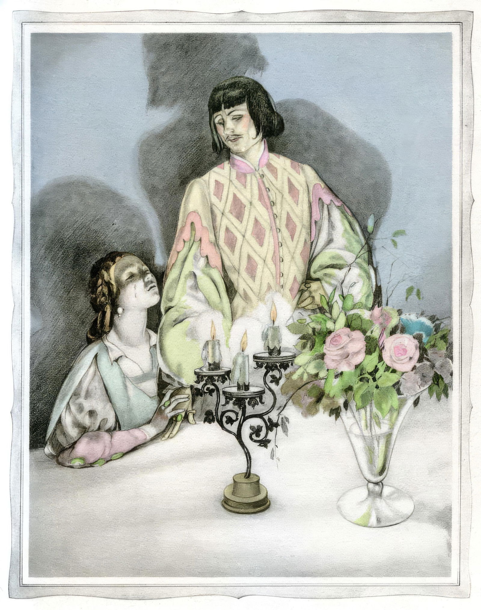 Umberto Brunelleschi, Composition, La Lecon d'amour dans un parc, Limited Edition Lithograph (1 of 4)