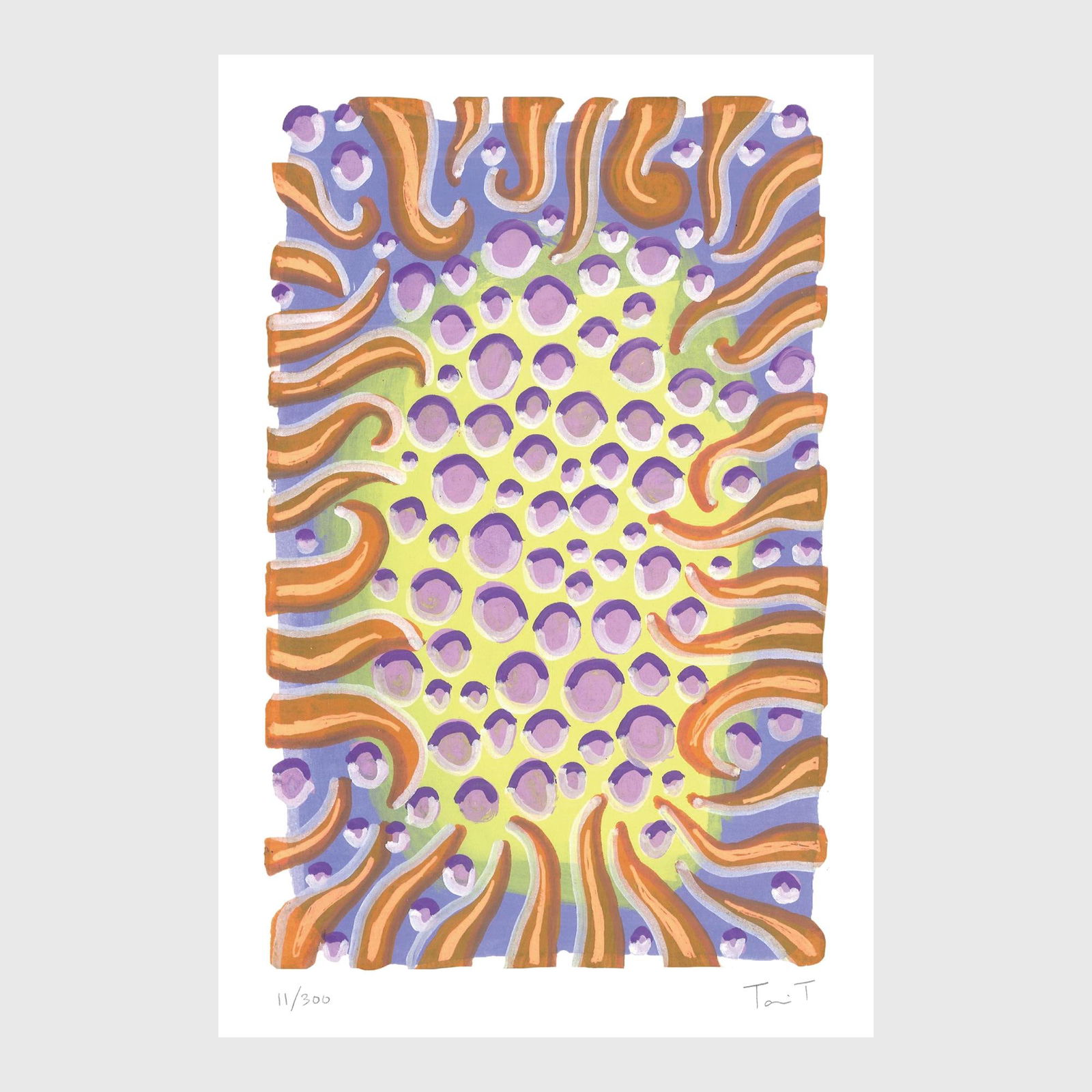 Orange Drops with Diamond Dots: Artist: Tanvi Thakur (1996) Title: Orange Drops with Diamond Dots, Drops With Dots Series Year: 2025 Medium: Archival Pigment Print on Paper Edition: 300 Size: 8 x 12 inches Inscription: Signed and nu