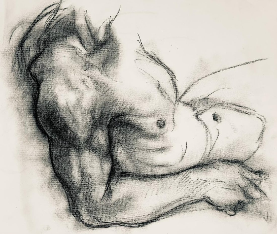 Ian Hornak, Renaissance Male Nude Figure Study, 1963, Original Drawing (1 of 4)