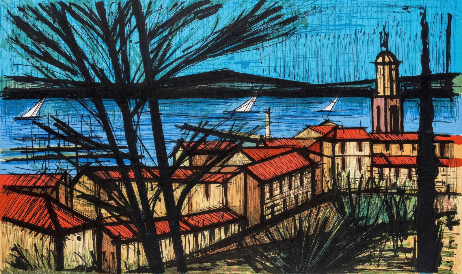 Bernard Buffet, Saint-Tropez, from Lithographs I, Limited Edition Lithograph, 1979 (1 of 4)