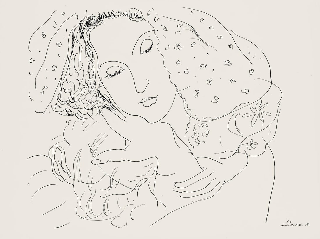 Henri Matisse, Serie I, var. 2 (Duthuit 9), Henri Matisse, Dessins, Themes et variations, Limited: Lithograph on velin pur fil paper. Paper Size: 9.625 x 12.875 inches. Excellent condition. Inscription: Signed in the plate and unnumbered, as issued. Notes: From the folio, Henri Matisse, Dessins, Th