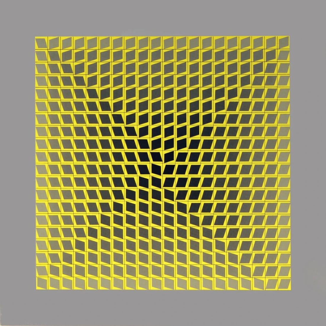 Victor Vasarely, Composition, CTA 102, Limited Edition Heliogravure: Heliogravure on 280 gm M2 gloss paper. Paper Size: 11 x 11 inches. Excellent condition. Notes: From the folio, CTA 102, 1976. Published and printed by Editions du Griffon, Neuchatel, Switzerland, 1976
