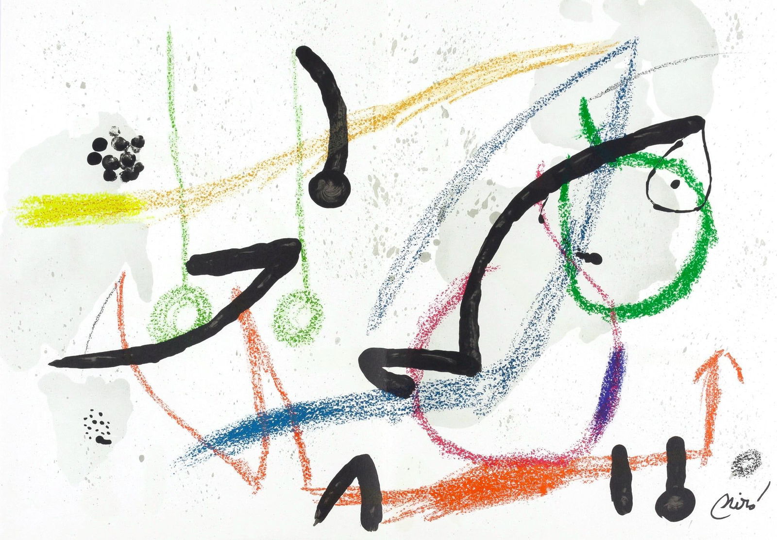 Joan Miro, Composition (Mourlot, 1051-1072), Maravillas con Variaciones acrosticas en el Jardin de: Lithograph on velin d'Arches paper. Paper Size: 19.5 x 28.25 inches, with centerfold, as issued. Inscription: Signed in the plate and unnumbered, as issued. Catalogue raisonne references: Cramer, Patr
