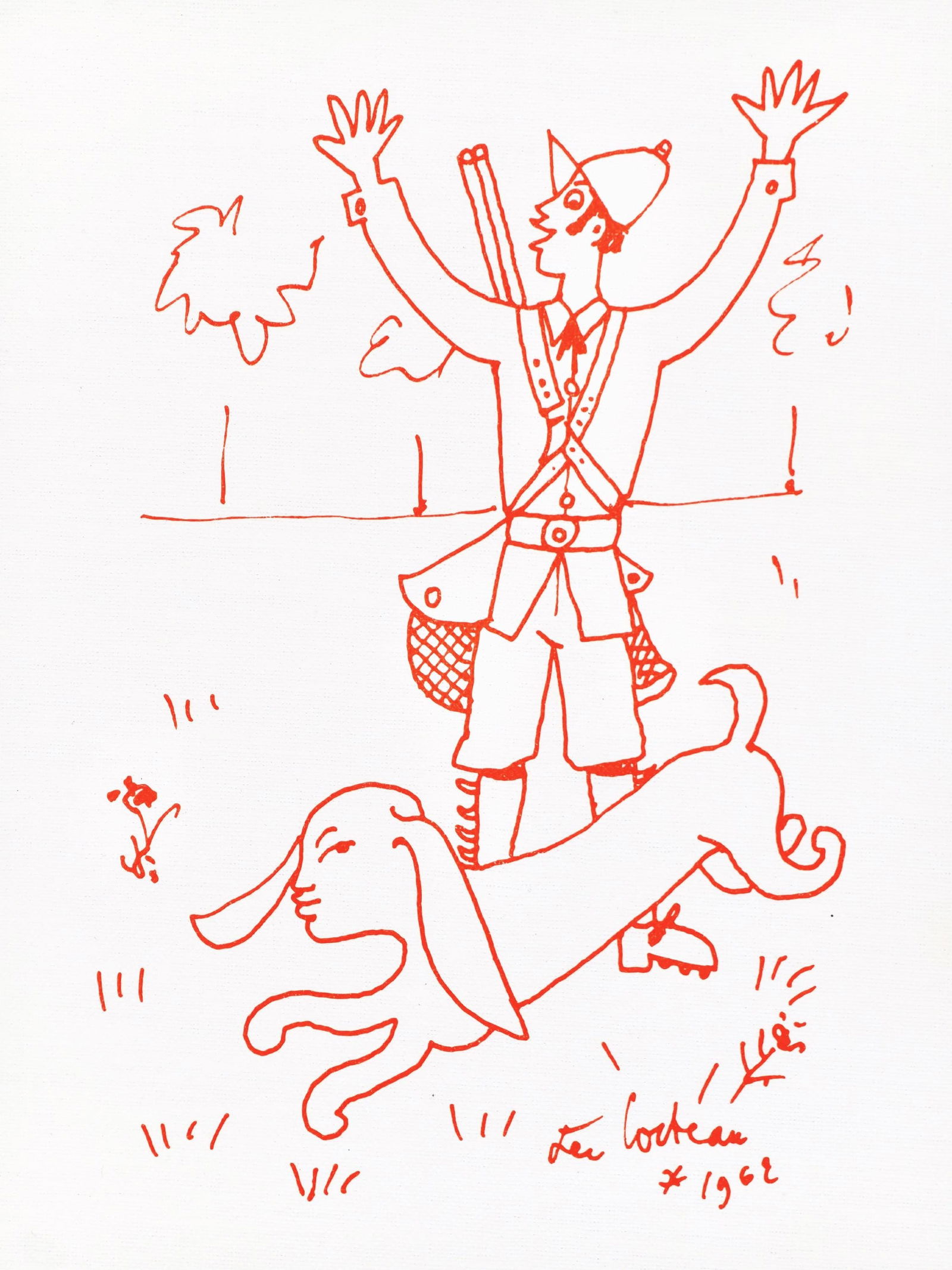 Jean Cocteau, Untitled, from Recipes for a Friend, illustrations by Jean Cocteau, Limited Edition: Jean Cocteau (1889-1963); Sans titre (Untitled), 1964. Lithograph on papier de toile enduit paper. Paper size 12 x 9.45 inches. Signed in the plate and unnumbered, as issued. Printed and published by