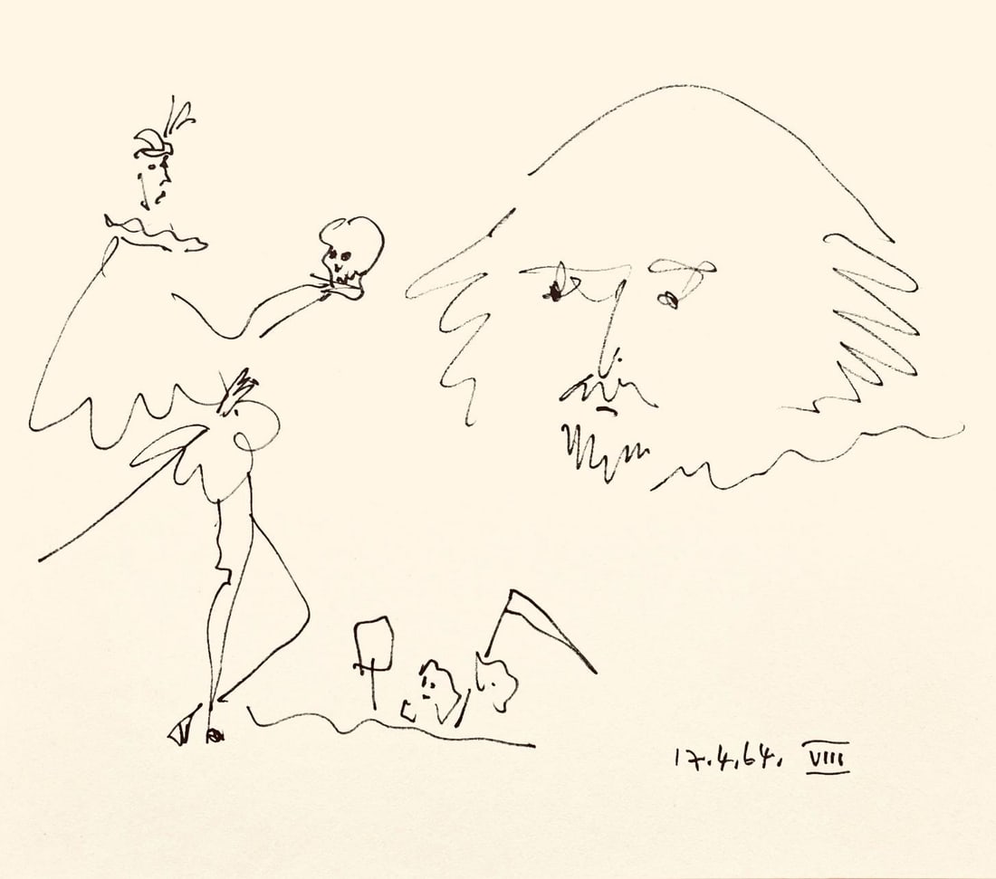 Pablo Picasso, Shakespeare VIII (Bloch 1197), Picasso-Aragon Shakespeare, Limited Edition Lithograph: Lithograph on velin paper. Paper Size: 19 x 13 inches. Excellent condition. Inscription: Unsigned and unnumbered, as issued. Notes: From the volume, Picasso-Aragon Shakespeare, 1965. Published by Harr