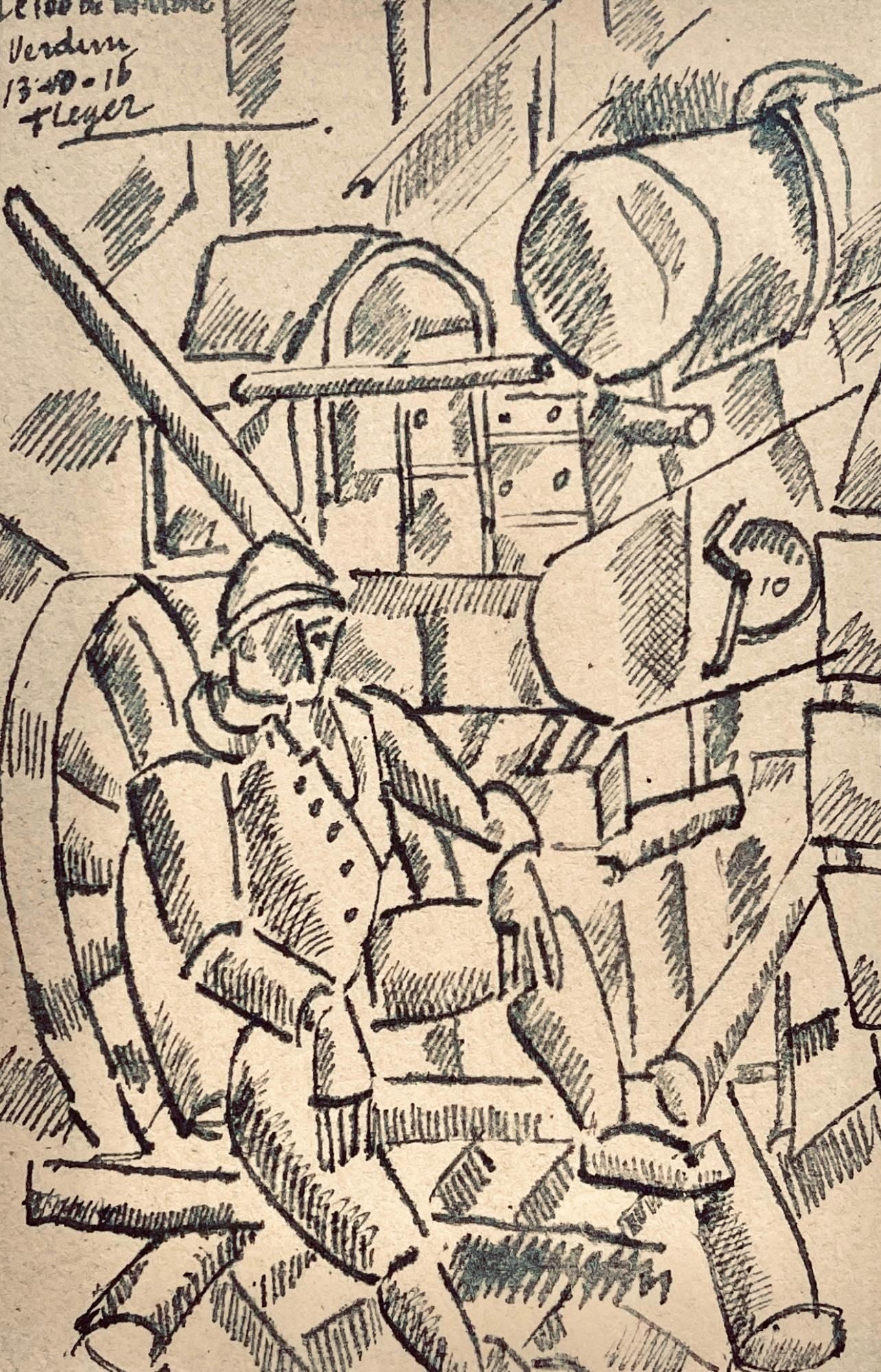 Fernand Leger, Le 100 de Marine, Dessins de Guerre 1915-16, Limited Edition Lithograph: Lithograph, stencil on velin paper. Paper Size: 10 x 7.75 inches. Inscription: Signed in the plate and unnumbered, as issued. Condition: Very good/excellent, consistent with age. Notes: From the folio