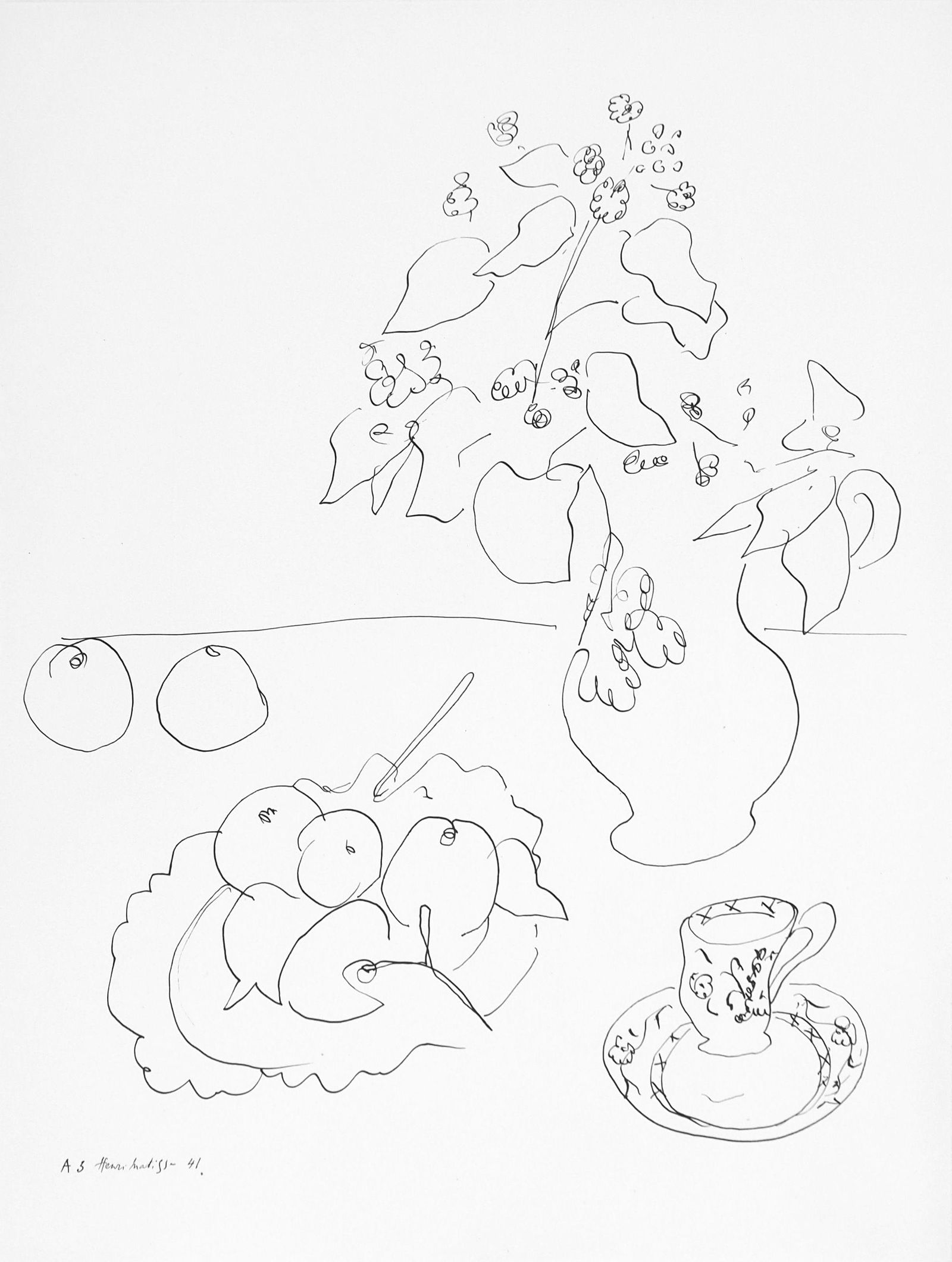 Henri Matisse, Serie A, var. 3 (Duthuit 9), Henri Matisse, Dessins, Themes et variations, Limited: Lithograph on velin pur fil paper. Inscription: Signed in the plate and unnumbered, as issued. Paper Size: 12.875 x 9.625 inches. Catalogue raisonne references: Matisse, Henri, et al. Henri Matisse: C