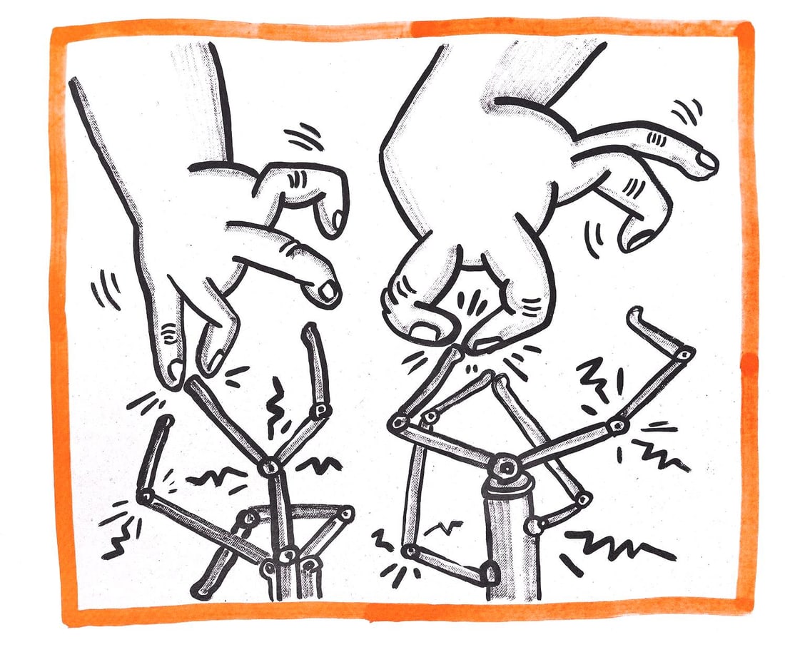 Keith Haring, Composition, Against All Odds, Limited Edition Lithograph: Lithograph on acid-free Rivoli paper. Paper Size: 8.5 x 10.3 inches. Inscription: Unsigned and unnumbered, as issued. Condition: Very good/excellent, consistent with age. Notes: From the album, Agains