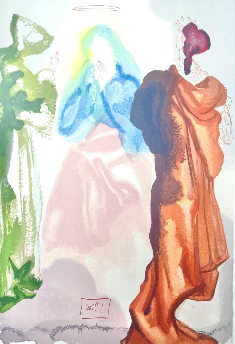 Salvador Dali, Paradies XXXIII (Michler/Lopsinger 1039-1138; Field 189-200), Die Gottliche Komodie,: Woodcut in colors on velin de Rives BFK paper, mounted on velin d'Arches support, as issued. Paper size: 13 x 10.375 inches. Inscription: Signed in the block, and unnumbered, as issued. Catalogue rais