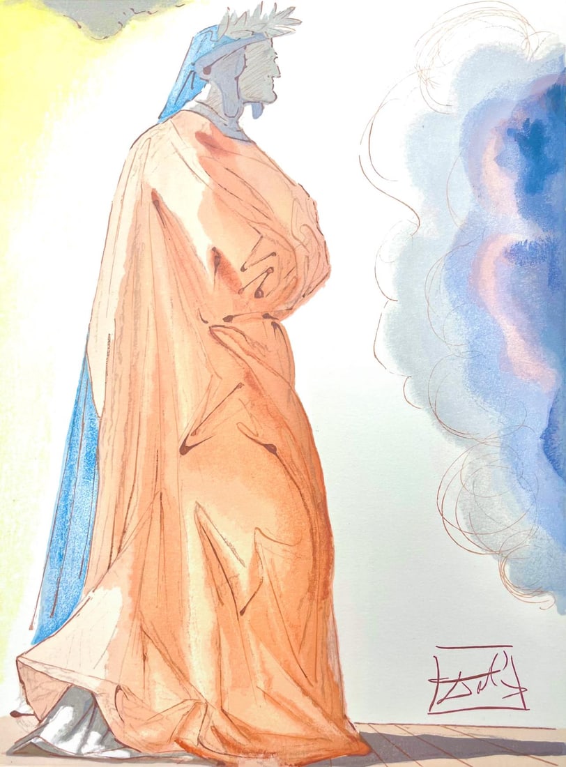 Salvador Dali, Paradies I (Michler/Lopsinger 1039-1138; Field 189-200), Die Gottliche Komodie,: Woodcut in colors on velin de Rives BFK paper, mounted on velin d'Arches support, as issued. Paper size: 13 x 10.375 inches. Inscription: Signed in the block, and unnumbered, as issued. Catalogue rais