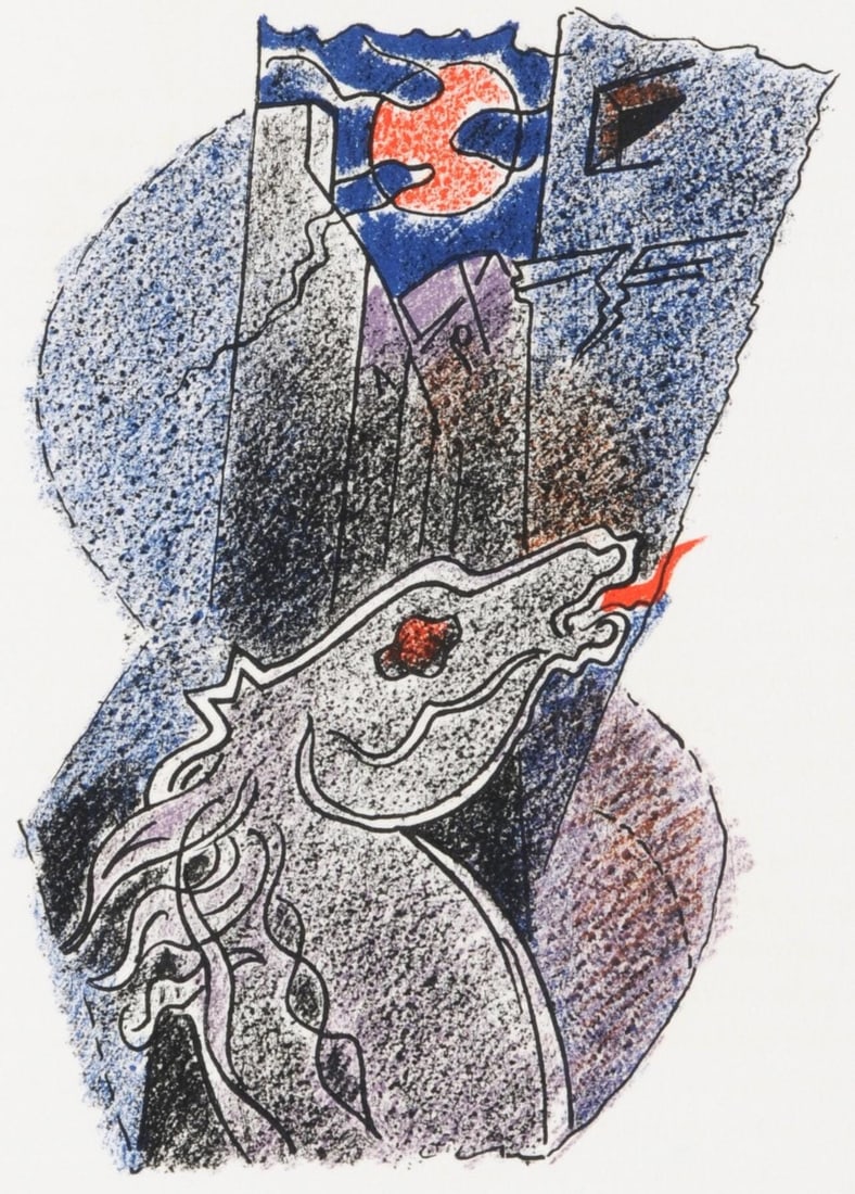 Andre Masson, Composition (Cramer 97), Une Etoile de Craie, Limited Edition Lithograph: Lithograph on velin d'Arches paper. Paper size: 14 x 10.875 inches. Excellent condition. Inscription: unsigned and unnumbered, as issued. Notes: From the folio, Une Etoile de Craie, seize