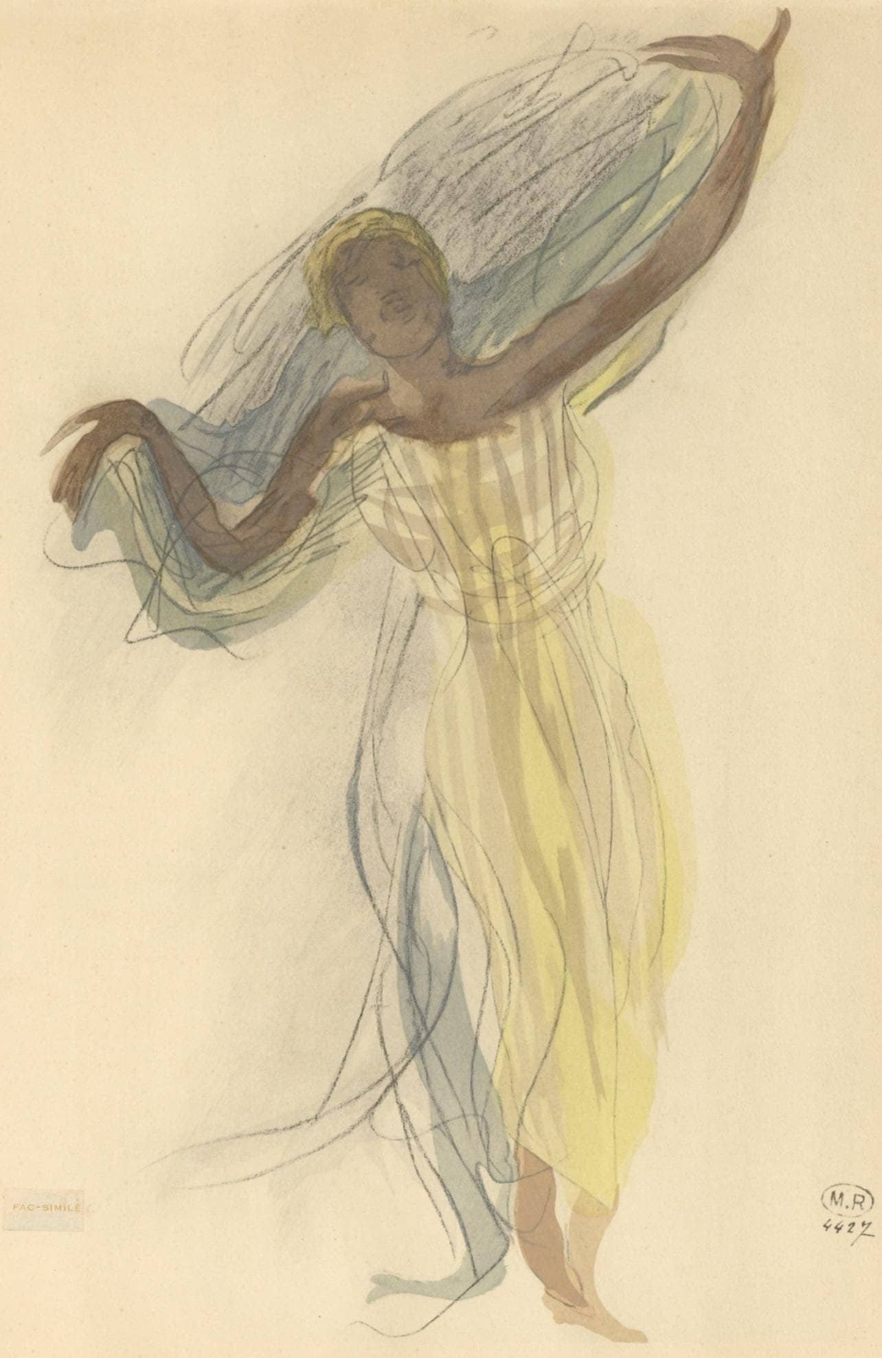 Auguste Rodin, Composition, La Varende, Rodin, Limited Edition Lithograph: Lithograph and stencil on velin pur fil paper. Paper size: 15.75 x 11.5 inches. Excellent condition. Unsigned and unnumbered, as issued. Notes: From the folio, La Varende, Rodin, 1944. Published by Ed