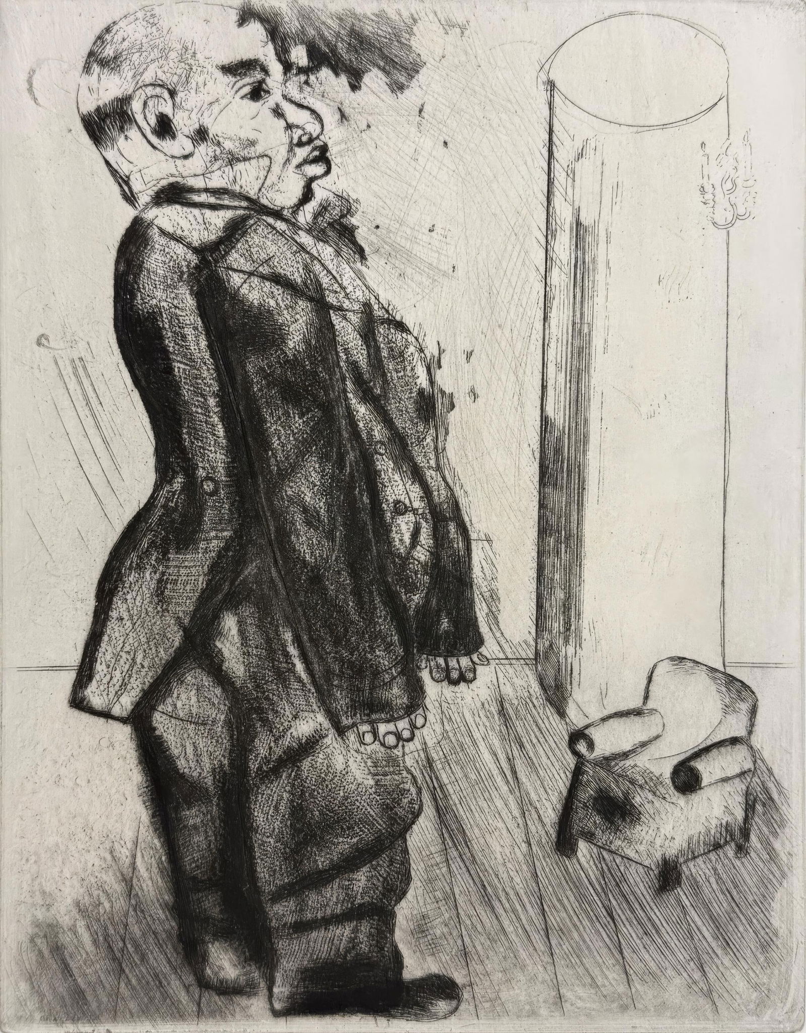 Marc Chagall, Sobakevitch Near the Armchair, from Dead Souls, Limited Edition Etching, 1923-1927 (1 of 4)