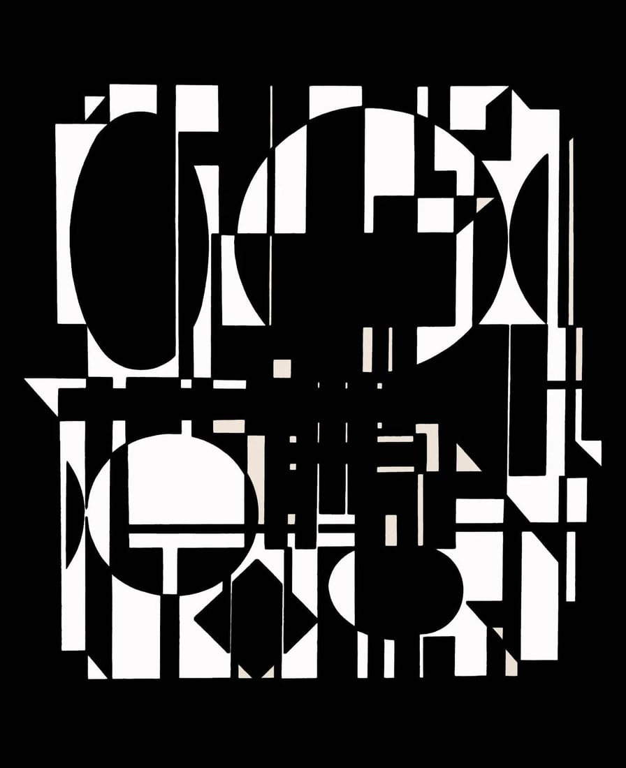 Victor Vasarely, Composition, Lineaires, Limited Edition Heliogravure: Silkscreen on 280 gm M2 gloss paper. Paper Size: 11.61 x 9.25 inches. Excellent condition. Notes: From the folio, Lineaires, 1973. Published and printed by Editions du Griffon, Neuchatel, Switzerland,