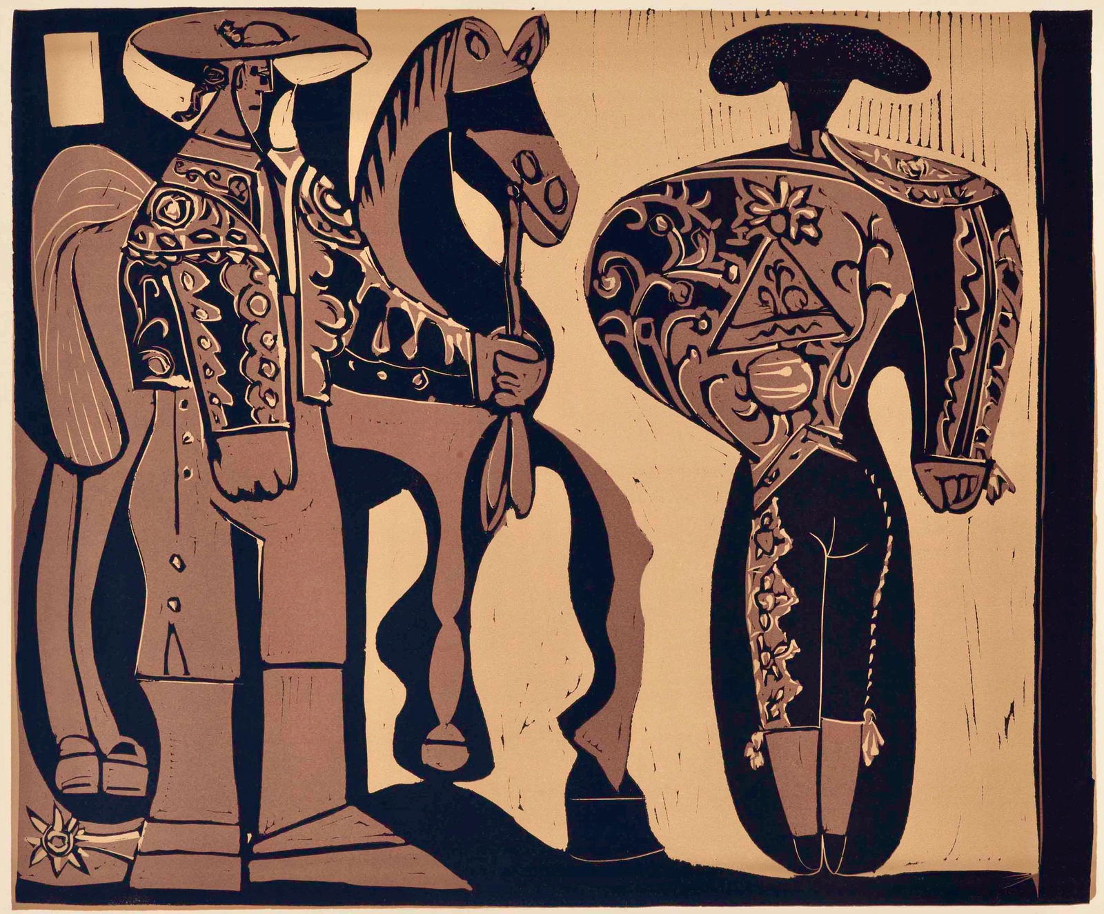 Pablo Picasso, Picador et torero (Orozco 214), Grabados al linoleo, Limited Edition Linocut (1 of 4)