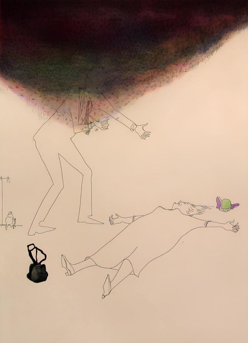 Benny Andrews, Composition, Everything That Rises Must Converge, Limited Edition Etching: Etching on velin de Rives BFK paper. Paper Size: 22 x 17 inches. Excellent condition. Inscription: Unsigned and unnumbered, as issued. Notes: From the folio, Everything That Rises Must Converge, 2005.