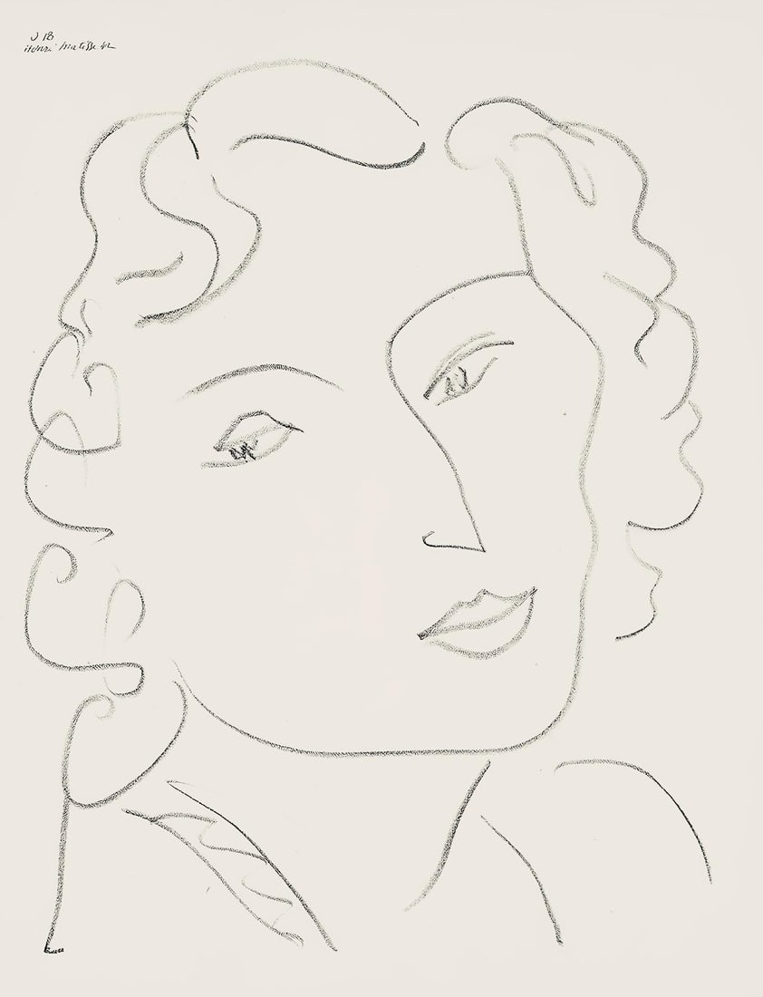 Henri Matisse, Serie O, var. 18 (Duthuit 9), Henri Matisse, Dessins, Themes et variations, Limited: Lithograph on velin pur fil paper. Paper Size: 12.875 x 9.625 inches. Excellent condition. Inscription: Signed in the plate and unnumbered, as issued. Notes: From the folio, Henri Matisse, Dessins, Th