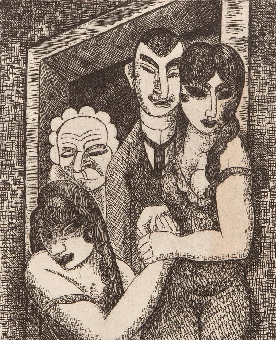 Marcel Gromaire, Composition, Vers un monde volage, Limited Edition Etching (1 of 4)