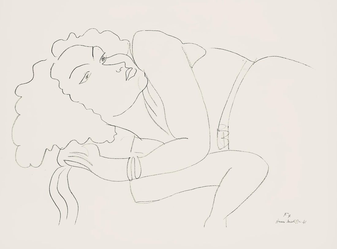 Henri Matisse, Serie F, var. 7 (Duthuit 9), Henri Matisse, Dessins, Themes et variations, Limited: Lithograph on velin pur fil paper. Paper Size: 9.625 x 12.875 inches. Excellent condition. Inscription: Signed in the plate and unnumbered, as issued. Notes: From the folio, Henri Matisse, Dessins, Th