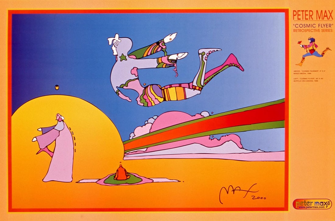 Peter Max, Cosmic Flyer, 2000, Hand Signed, Official Edition Offset Lithograph (1 of 4)