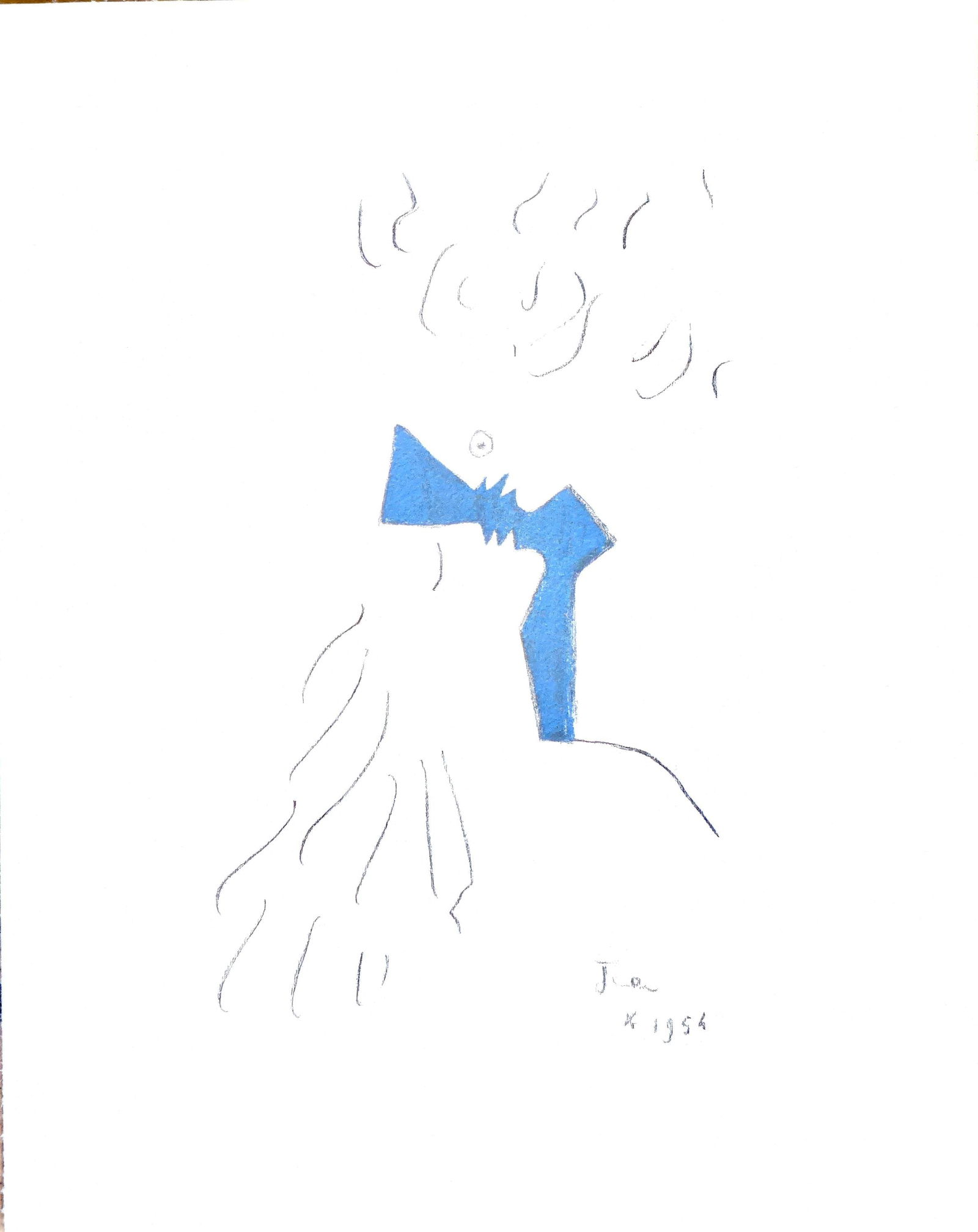 Jean Cocteau, Untitled, from Under the Coat of Fire, Limited Edition Lithograph, 1955 (1 of 4)