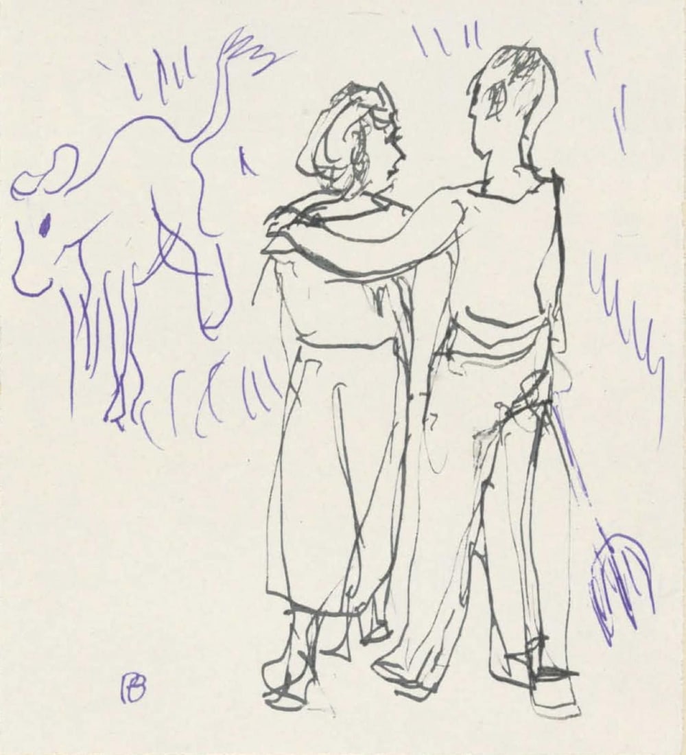 Pierre Bonnard, Composition (Terrasse 54), Pierre Bonnard Correspondences, Limited Edition: Lithograph on velin d'Arches paper, mounted on velin d'Arches supporting sheet, as issued. Inscription: Unsigned and unnumbered. Paper Size: 12 x 8.5 inches. Excellent condition. Notes: From the album