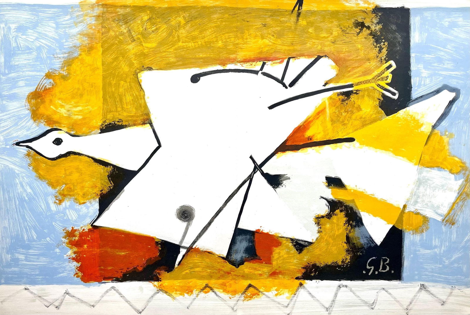 Georges Braque, L'oiseau jaune (Maeght 1031), Derriere le miroir, Limited Edition Lithograph (1 of 4)