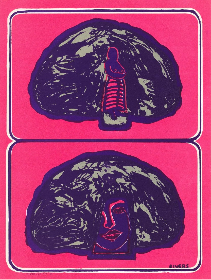 Larry Rivers, A Hut can be a Hairdo, Art in America, Limited Edition Lithograph: Lithograph velin paper. Paper Size: 12 x 8.75 inches. Excellent condition. Inscription: Unsigned and unnumbered, as issued. Notes: Published by Art in America, New York; printed by Mourlot Freres, 196