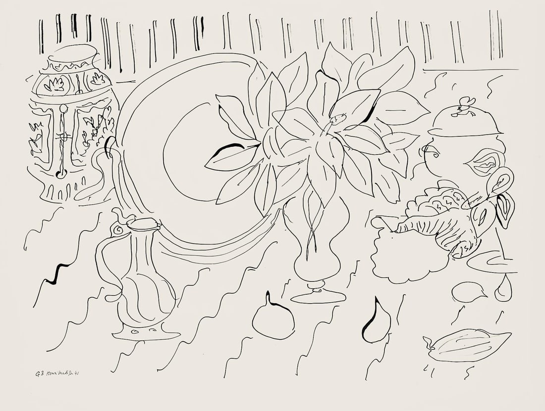 Henri Matisse, Serie G, var. 3 (Duthuit 9), Henri Matisse, Dessins, Themes et variations, Limited: Lithograph on velin pur fil paper. Paper Size: 9.625 x 12.875 inches. Excellent condition. Inscription: Signed in the plate and unnumbered, as issued. Notes: From the folio, Henri Matisse, Dessins,