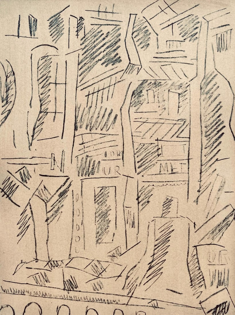 Fernand Leger, Verdun: La place d'Armes, Dessins de Guerre 1915-16, Limited Edition Lithograph: Lithograph, stencil on velin paper. Paper Size: 10 x 7.75 inches. Inscription: Unsigned and unnumbered, as issued. Condition: Very good/excellent, consistent with age. Notes: From the folio, Fernand