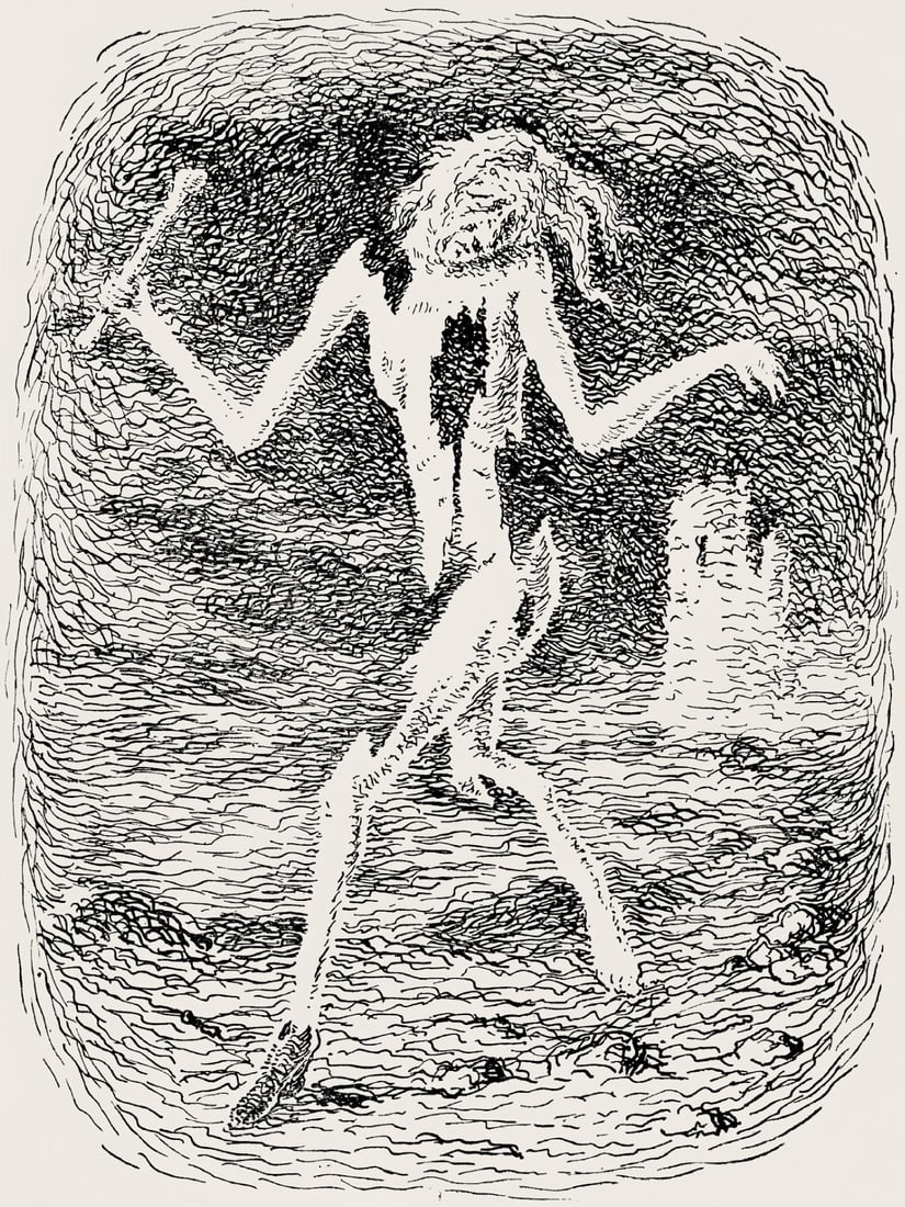 Rene Magritte, Composition, Les chants de Maldoror, Limited Edition Lithograph: Lithograph on velin papier pur chiffon paper. Paper Size: 10 x 7.375 inches. Excellent condition. Inscription: Unsigned and unnumbered, as issued. Notes: From the album, Les chants de Maldoror, illust