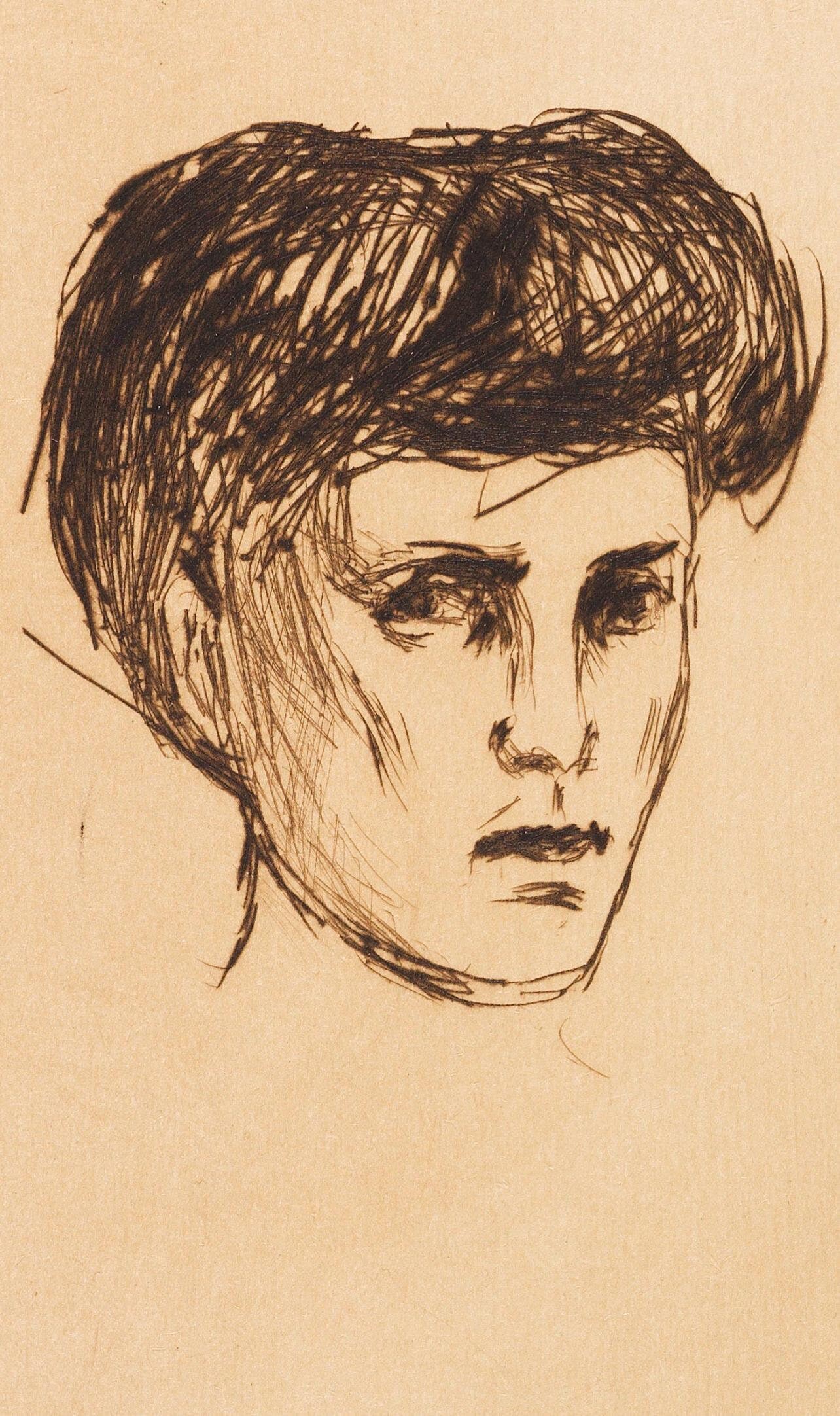 Edvard Munch, Kvinnehode (Schiefler 259; Woll 288), Limited Edition Etching (1 of 4)