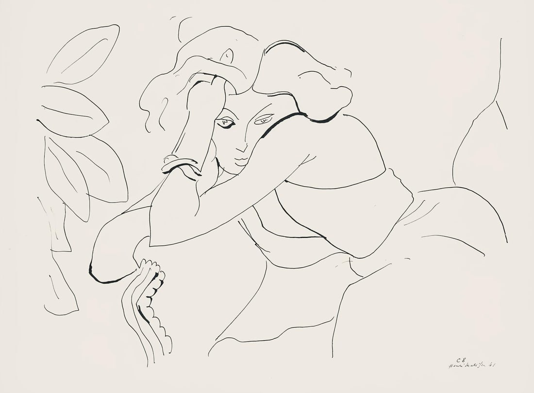 Henri Matisse, Serie C, var. 8 (Duthuit 9), Henri Matisse, Dessins, Themes et variations, Limited: Lithograph on velin pur fil paper. Paper Size: 9.625 x 12.875 inches. Excellent condition. Inscription: Signed in the plate and unnumbered, as issued. Notes: From the folio, Henri Matisse, Dessins,