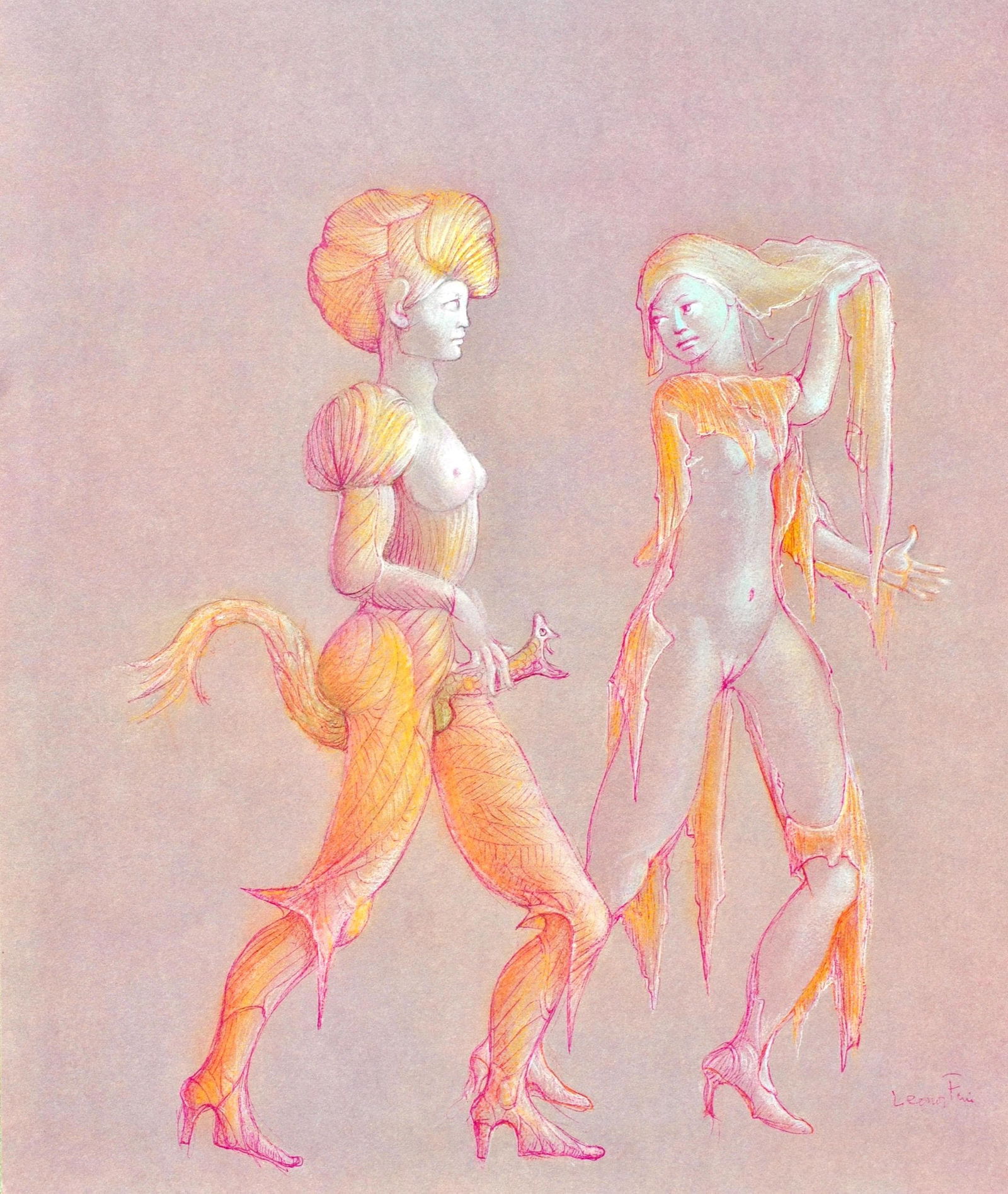 Leonor Fini, Composition, Fruits de la Passion, XXe siecle, Limited Edition Heliogravure: Heliogravure on velin de Rives pur chiffon paper, manufactured by Les papeteries de Rives, Voiron, France. Paper Size: 16.93 x 14.17 inches. Inscription: Signed in the plate and unnumbered, as issued.