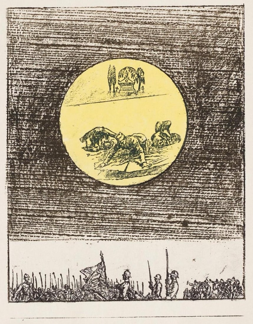 Max Ernst, Composition (Spies/Leppien 218), La Ballade du Soldat, Limited Edition Lithograph: Lithograph on velin d'Arches paper. Paper size: 21.875 x 15 inches. Excellent condition. Unsigned and unnumbered, as issued. Notes: From the folio, La Ballade du Soldat, 34 Lithographies Originales de