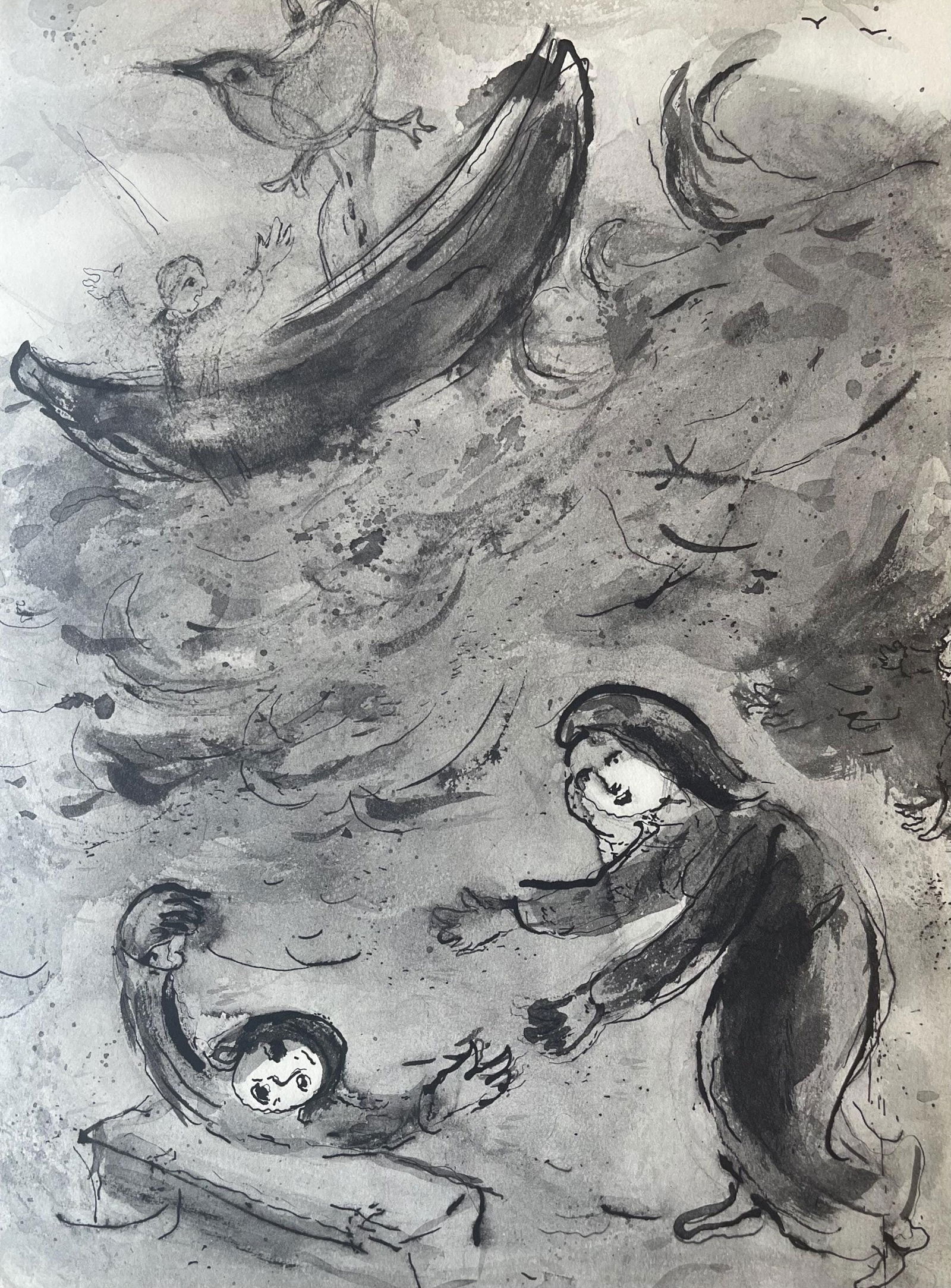 Marc Chagall, Composition, Contes de Boccace, Verve: Revue Artistique et Litteraire, Limited Edition: Lithograph on velin des Papeteries du Marais paper. Unsigned and unnumbered. Paper Size: 13.94 x 10.31 inches. Excellent condition. Notes: From the volume, Verve: Revue Artistique et Litteraire, Vol.