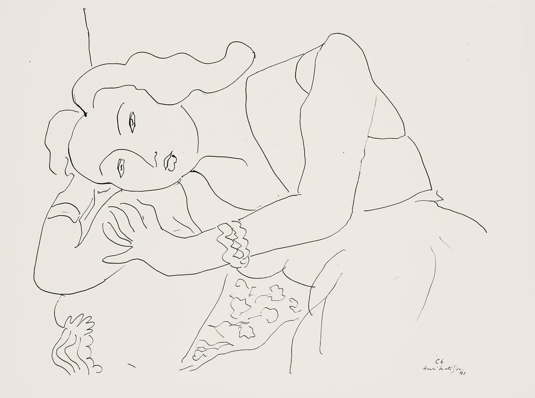Henri Matisse, Serie C, var. 6 (Duthuit 9), Henri Matisse, Dessins, Themes et variations, Limited: Lithograph on velin pur fil paper. Paper Size: 9.625 x 12.875 inches. Excellent condition. Inscription: Signed in the plate and unnumbered, as issued. Notes: From the folio, Henri Matisse, Dessins,